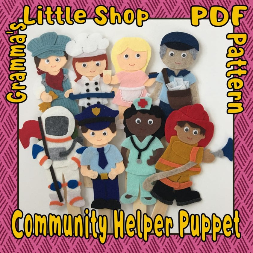 Community Helper, Puppet Patterns, Stick Puppet - DIY Downloadable PDF ...