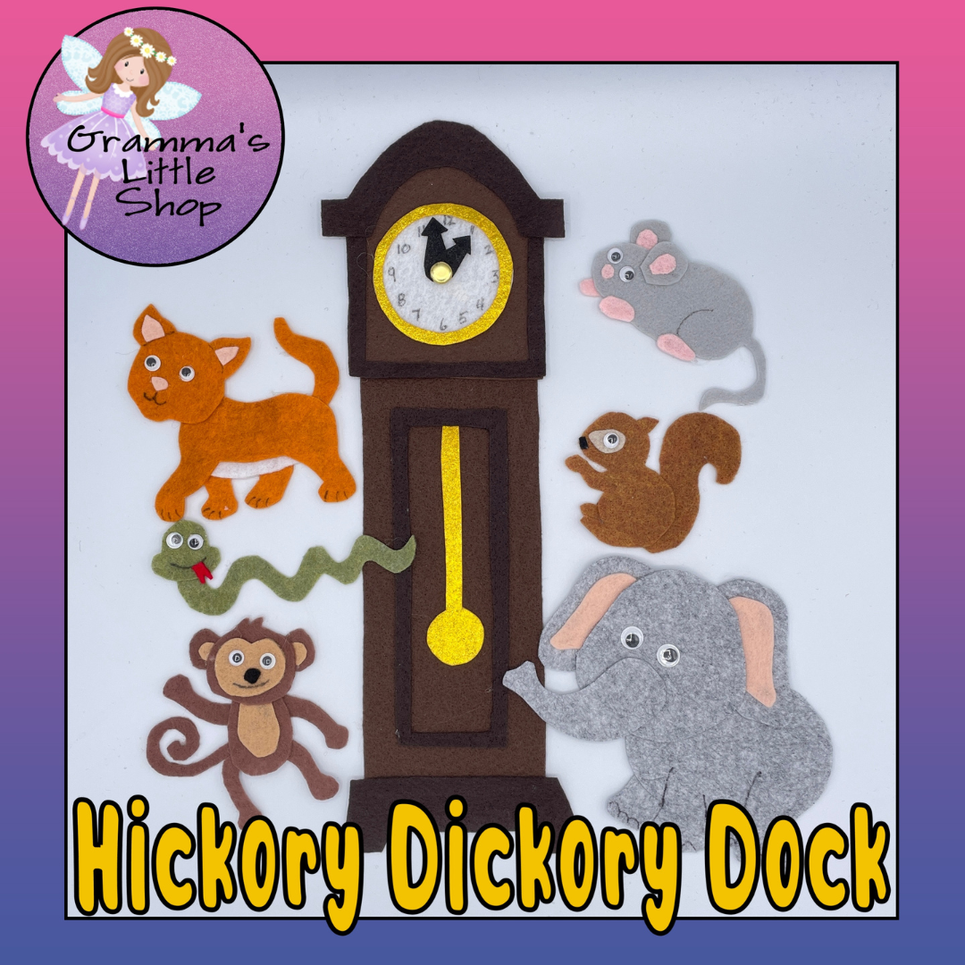 Hickory Dickory Dock Nursery Rhyme DIY Pattern for Interactive Felt Board  Play | Teaching in the Home